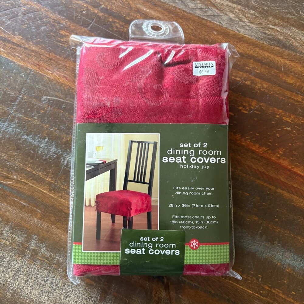Set Of 2 Red Dining Room Seat Covers Holiday Joy Bed Bath‎ & Beyond